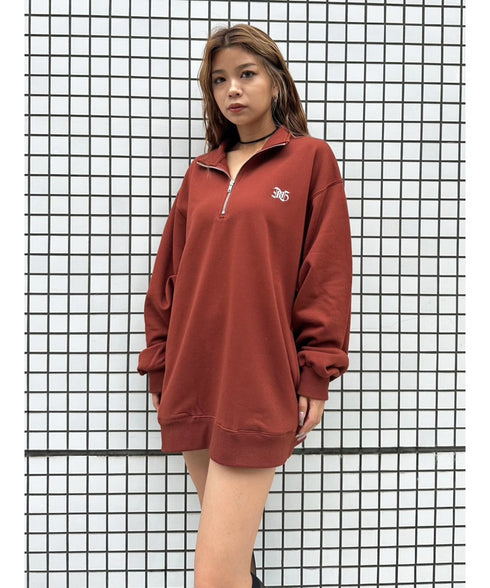 EGロゴ刺繍ハーフジップトップス