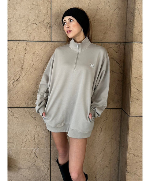 EGロゴ刺繍ハーフジップトップス