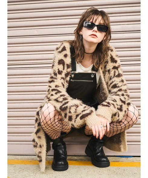 ソフトフェイクレザーサロペット