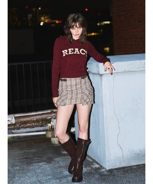 サイドベルトチェック柄スカート