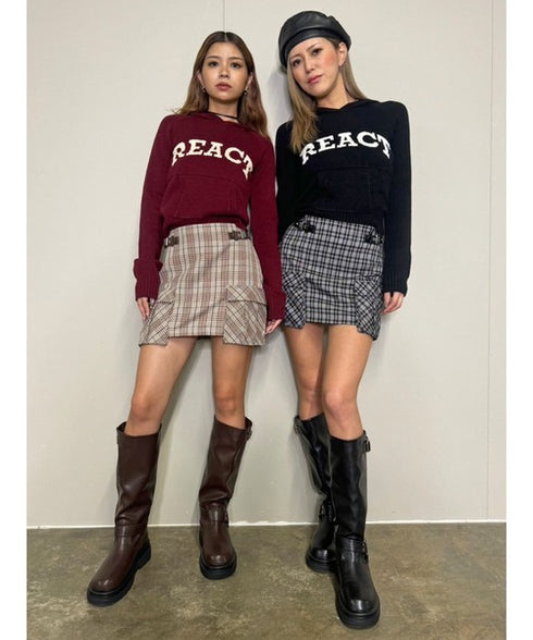 サイドベルトチェック柄スカート