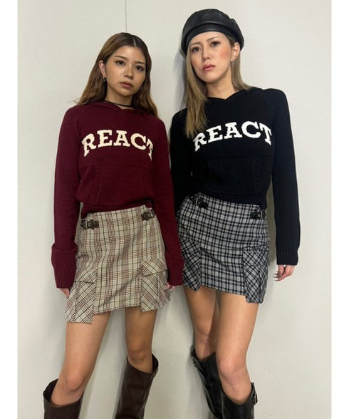 サイドベルトチェック柄スカート