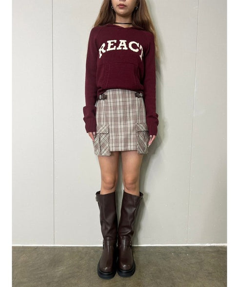 サイドベルトチェック柄スカート