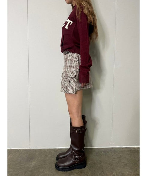 サイドベルトチェック柄スカート