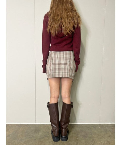 サイドベルトチェック柄スカート