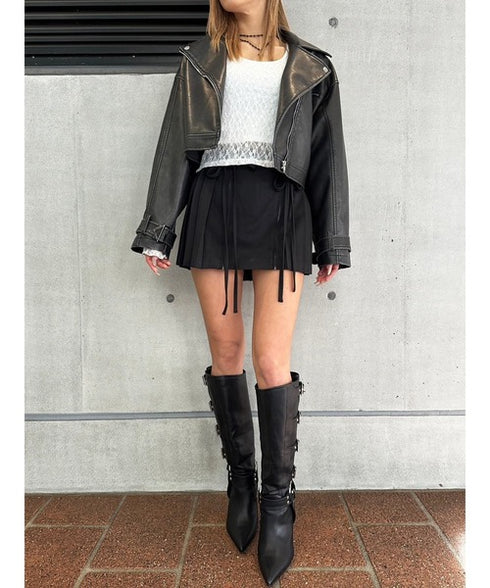 リボンプリーツミニスカート