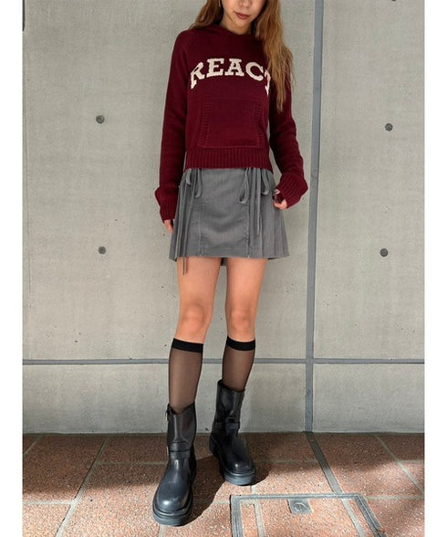 サイドベルトチェック柄スカート