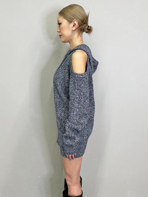 肩あきフード MIX二ットトップ