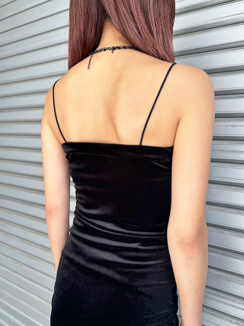 ラメ刺繍ベロアキャミワンピース