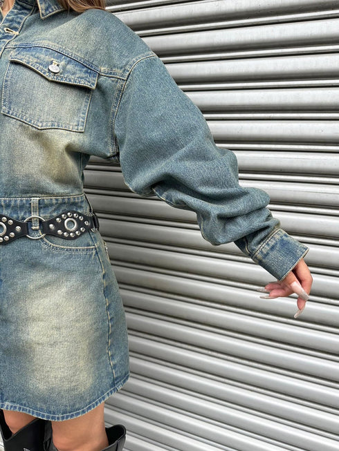 ヴィンテージ加工デニムワンピース