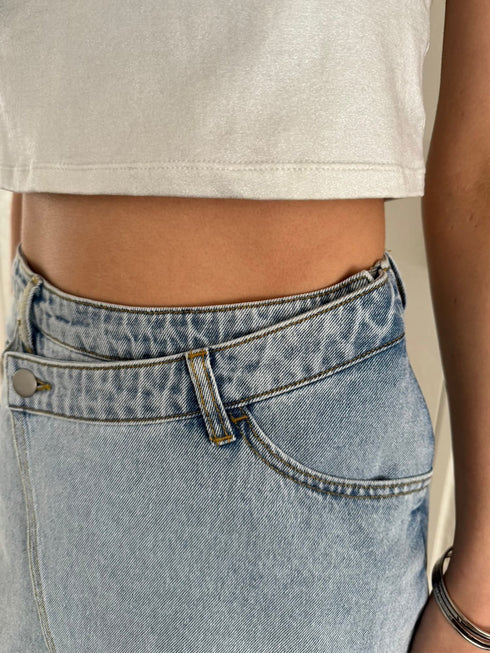 ラップデニムミニスカート