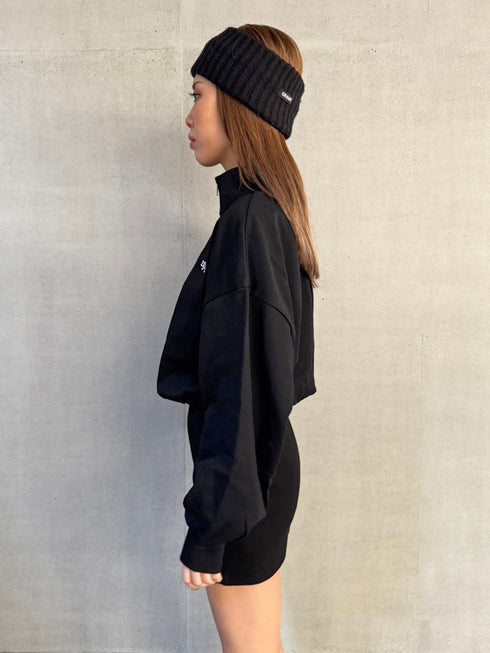 ハーフZIP裏毛ミニワンピース