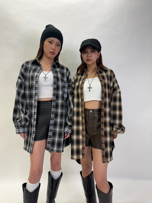 2パターンチェックオーバーシャツ