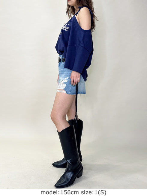 ハイダメージデニムショートパンツ