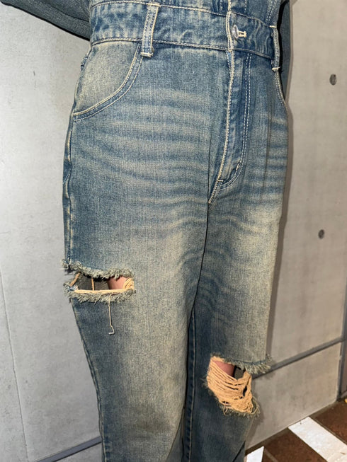 ヴィンテージ加工デニムオールインワン