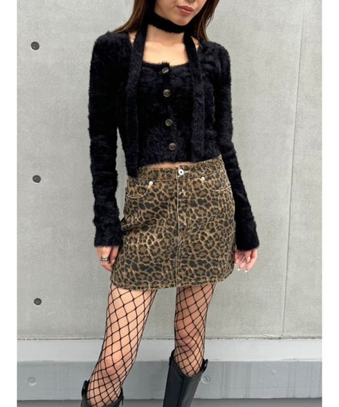 ストール付スクエアネックニットトップス