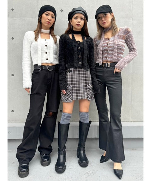 ストール付スクエアネックニットトップス