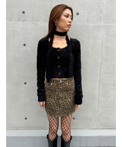 ストール付スクエアネックニットトップス