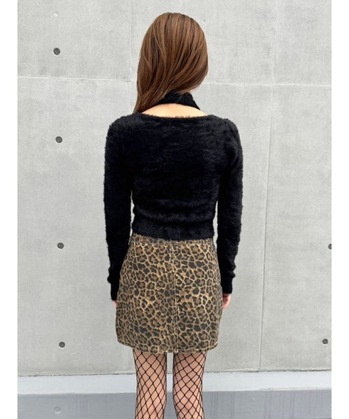 ストール付スクエアネックニットトップス