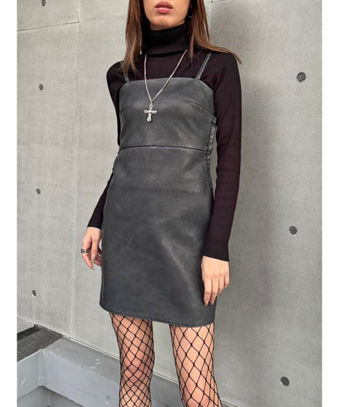 ヴィンテージレザーキャミワンピース