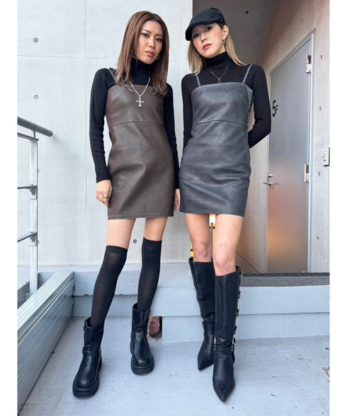 ヴィンテージレザーキャミワンピース