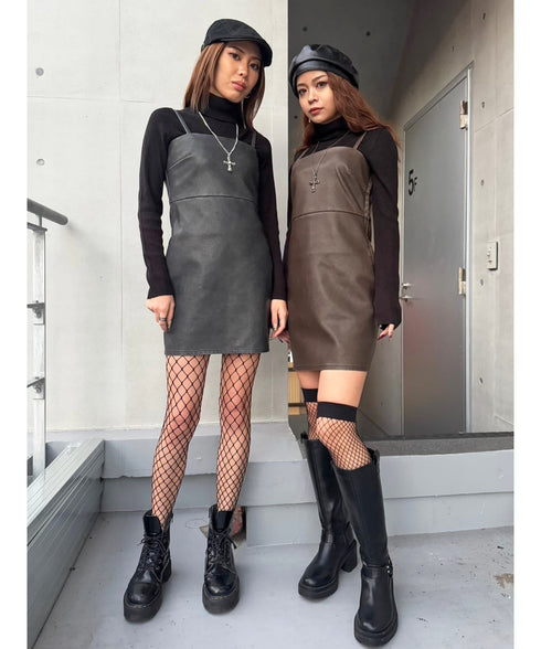 ヴィンテージレザーキャミワンピース