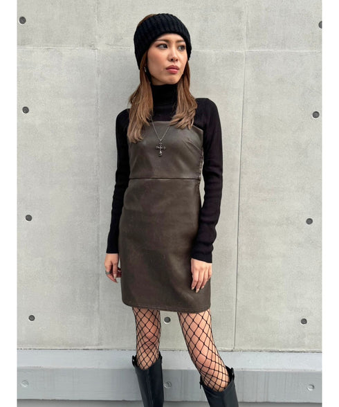 ヴィンテージレザーキャミワンピース