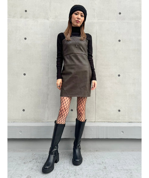 ヴィンテージレザーキャミワンピース