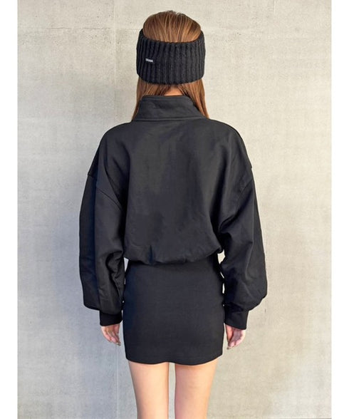 ハーフZIP裏毛ミニワンピース