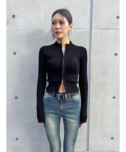 2パターン編地デザインニットTOP