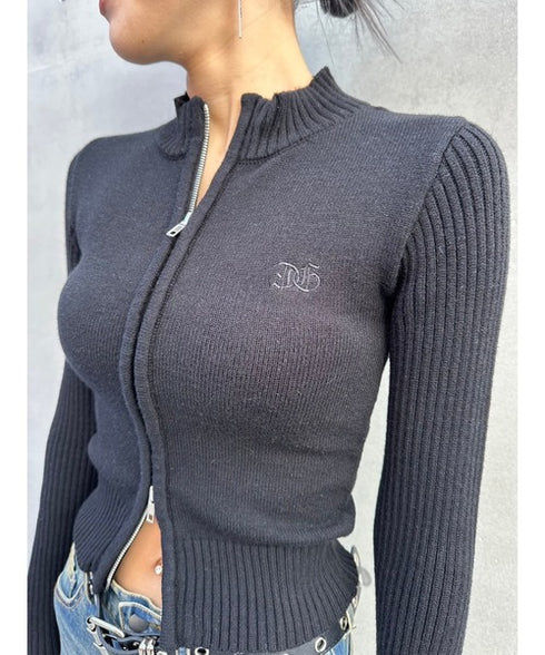 2パターン編地デザインニットTOP