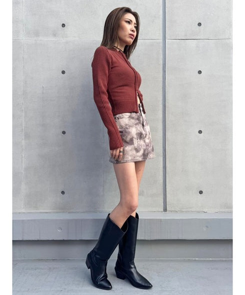 2パターン編地デザインニットTOP