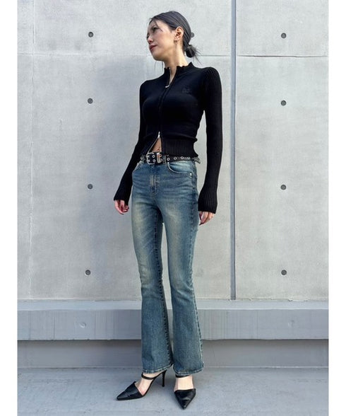 2パターン編地デザインニットTOP