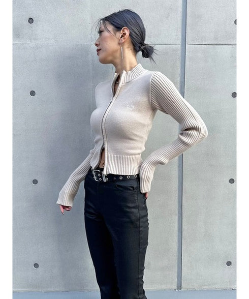 2パターン編地デザインニットTOP