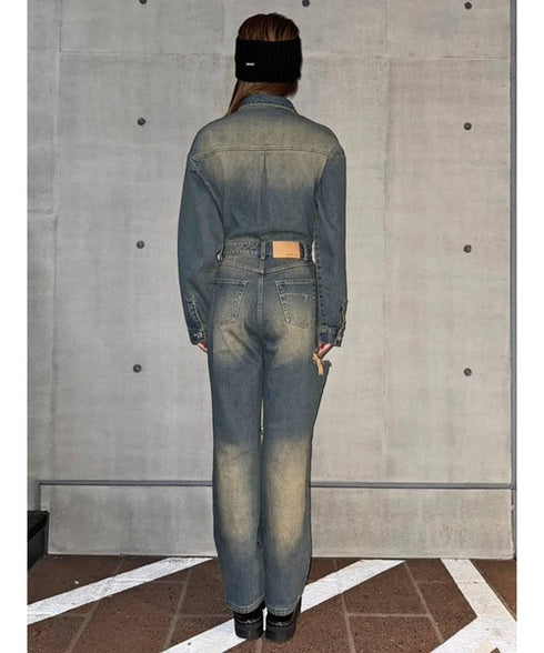 ヴィンテージ加工デニムオールインワン