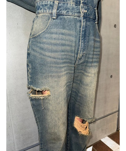 ヴィンテージ加工デニムオールインワン