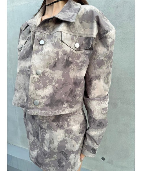 ニュアンス柄短丈シャツ