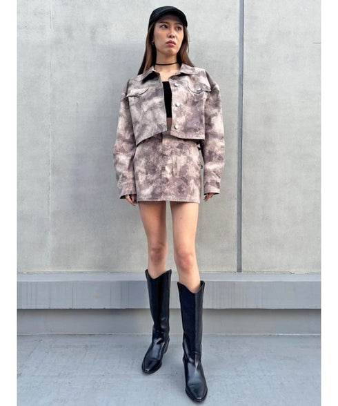 ニュアンス柄短丈シャツ