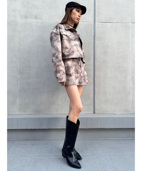 ニュアンス柄短丈シャツ