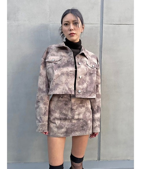 ニュアンス柄短丈シャツ