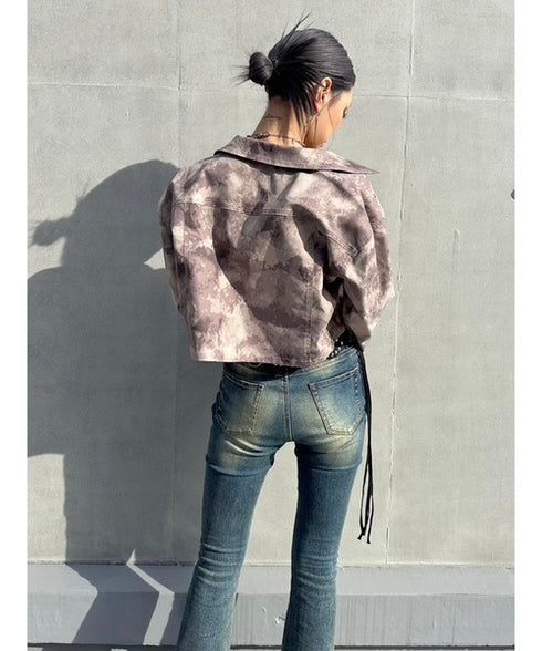 ニュアンス柄短丈シャツ