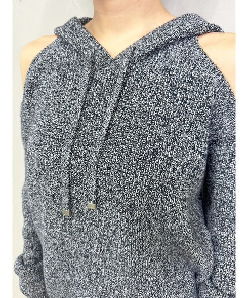 肩あきフードMIX二ットトップ