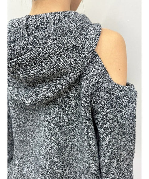 肩あきフードMIX二ットトップ