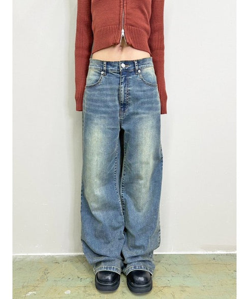 ヴィンテージライク加工ワイドパンツ