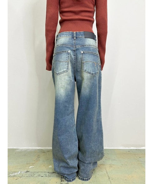 ヴィンテージライク加工ワイドパンツ