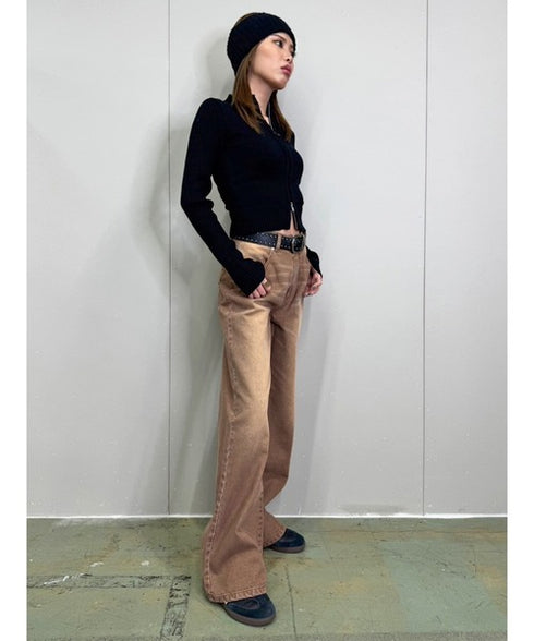 ヴィンテージライク加工ワイドパンツ