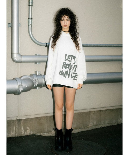 裾ロゴ裏毛トップ