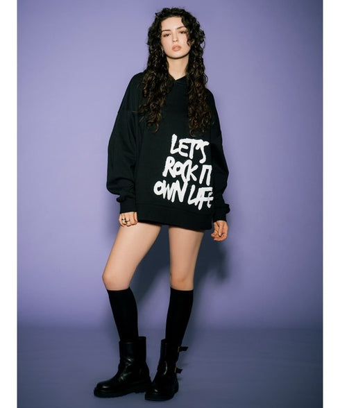 裾ロゴ裏毛トップ