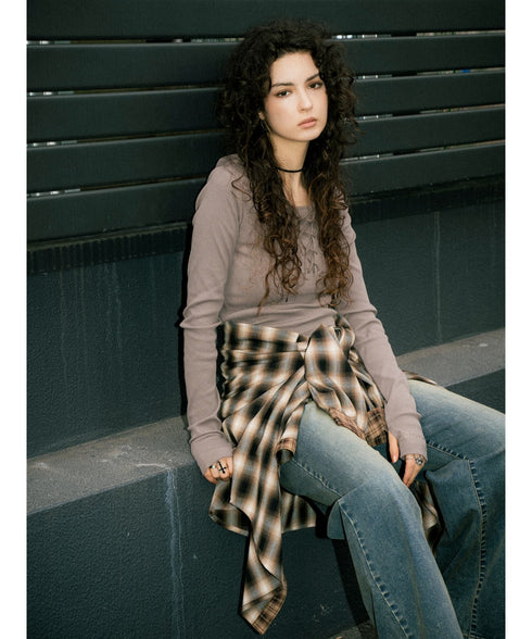 レースアップフードトップ