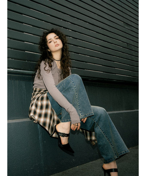 レースアップフードトップ